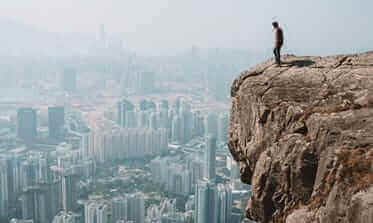 hill view city person